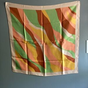 Colorful  Vintage Abstract Square Rolled Edge Scarf